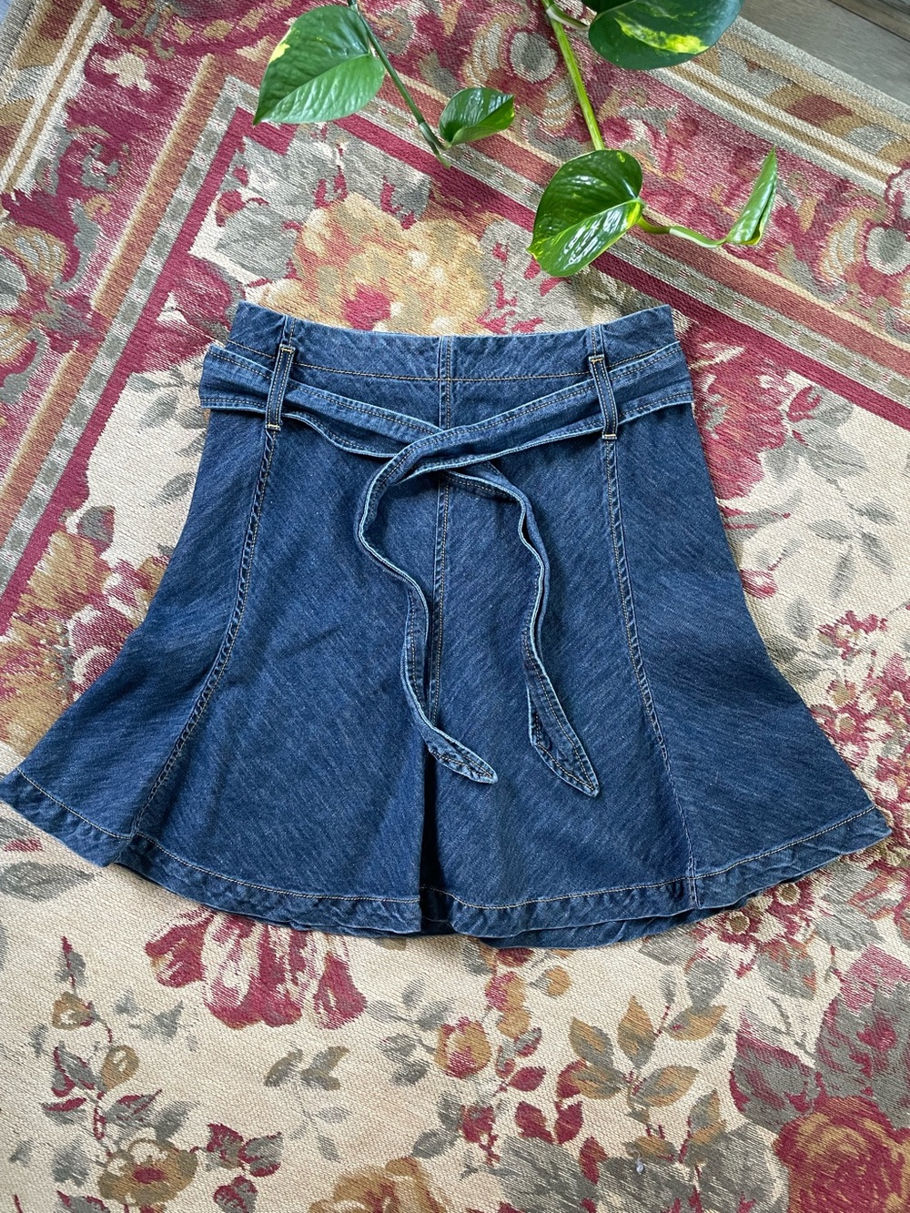 Banana Republic Denim Flared Mini Skirt with Tie Waist